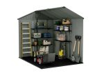 Casetta da Giardino Verde Nero Resistente Agli Agenti Atmosferici Presenza Finestre 190x244x221h cm, Tetto a due Falde - Seneca