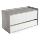 Cassapanca con scarpiera da ingresso 90x40x46h cm bianca e cemento - Sogno
