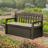 Cassapanca da giardino con schienale 140x60x84h cm marrone e beige - Chestermere