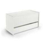 Cassapanca Lantana, Mobile da ingresso moderno con scarpiera, Cassapanca baule con due contenitori, 100% Made in Italy, 90x40h46 cm, Bianco