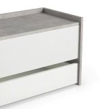 Cassapanca Lantana, Mobile da ingresso moderno con scarpiera, Cassapanca baule con due contenitori, 100% Made in Italy, 90x40h46 cm, Bianco e Cemento