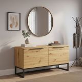 Cassapanca Marrone Rovere Nodi Colore Ripiano Marrone Materiale Struttura in Metallo 98x37x50h cm - Sciara