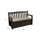 Cassapanca outdoor Cuglieri, Baule da giardino, Contenitore da esterno, Panchina contenitore da esterno, 140x60 h84 cm, Marrone e Beige
