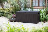 Cassapanca outdoor Tammaro, Baule da giardino, Contenitore da esterno, Panchina contenitore da esterno, 123x54 h57 cm, Marrone