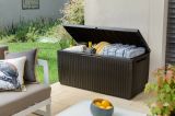 Cassapanca outdoor Tammaro, Baule da giardino, Contenitore da esterno, Panchina contenitore da esterno, 123x54 h57 cm, Marrone