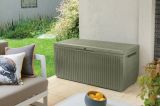 Cassapanca outdoor Tammaro, Baule da giardino, Contenitore da esterno, Panchina contenitore da esterno, 123x54 h57 cm, Verde