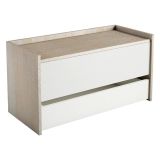 Cassapanca salvaspazio in legno 90x40x46h cm bianca e rovere - Sogno