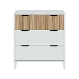 Cassettiera 3 cassetti bianca e rovere 70x76h cm - Archi