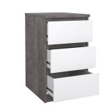 Cassettiera 3 cassetti cemento e bianca lucida 50x70h cm - Accudino