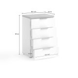 Cassettiera 4 cassetti bianca lucida e rovere 60x89h cm - Amman