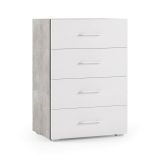 Cassettiera 4 cassetti cemento e bianca 60x87h cm - Solano