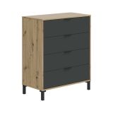 Cassettiera 4 cassetti legno e antracite 77x93h cm - Alfana