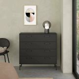 Cassettiera 4 cassetti nera 98x95h cm - Puglia