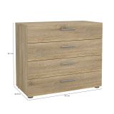 Cassettiera 4 cassetti quercia 80x68h cm - Arwen