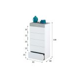 Cassettiera 5 cassetti bianca 61x118h cm - Armo