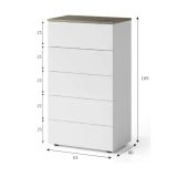 Cassettiera 5 cassetti bianca e rovere 61x109h cm - Amazon