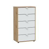 Cassettiera 5 cassetti legno bianca 60x109h cm - Praha