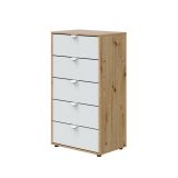 Cassettiera 5 cassetti legno bianca 60x109h cm - Praha