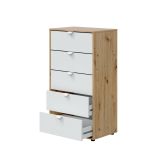 Cassettiera 5 cassetti legno bianca 60x109h cm - Praha