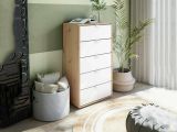 Cassettiera 5 cassetti legno bianca 60x109h cm - Praha
