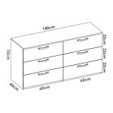 Cassettiera 6 cassetti rovere 140x72h cm - Arpel