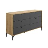 Cassettiera 6 cassetti rovere e antracite 120x82h cm - Esculapio