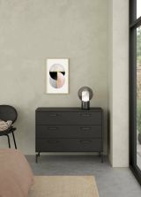Cassettiera Agathe, Settimino multiuso, Comò camera da letto, Mobile con cassetti, 40x99 h77 cm, Nero