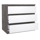 Cassettiera Aglae, Settimino multiuso, Comò camera da letto, Mobile con cassetti, 50x77 h70 cm, Cemento e Bianco