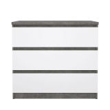 Cassettiera Aglae, Settimino multiuso, Comò camera da letto, Mobile con cassetti, 50x77 h70 cm, Cemento e Bianco