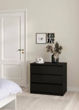 Cassettiera Aglae, Settimino multiuso, Comò camera da letto, Mobile con cassetti, 50x77 h70 cm, Nero