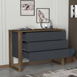 Cassettiera Alrescha, Settimino multiuso, Comò camera da letto, Mobile con cassetti, 110x45 h76 cm, Noce e Antracite