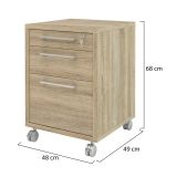 Cassettiera Apertura Scorrevole Chiusura Scorrevole 48.2x49.1x68.2h cm, Colore Ripiano Marrone - Lajatico