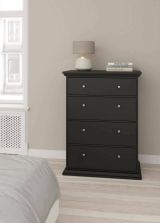 Cassettiera Arlette, Settimino multiuso, Comò camera da letto, Mobile con cassetti, 52x86 h116 cm, Nero