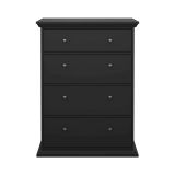 Cassettiera Arlette, Settimino multiuso, Comò camera da letto, Mobile con cassetti, 52x86 h116 cm, Nero