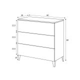 Cassettiera Baltimora, Settimanale a 3 cassetti, Mobile Comò per camera da letto, Comò moderno, 80x40h80 cm, Bianco