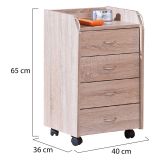 Cassettiera Beige 4 Cassetti Apertura Scorrevole 40x36x65h cm, Chiusura Scorrevole - Manco