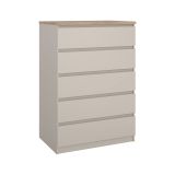 Cassettiera Beige 5 Cassetti Apertura Scorrevole 77x50x111h cm, Chiusura Scorrevole - Ansel