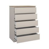 Cassettiera Beige 5 Cassetti Apertura Scorrevole 77x50x111h cm, Chiusura Scorrevole - Ansel