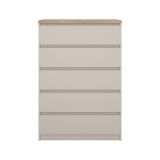 Cassettiera Beige 5 Cassetti Apertura Scorrevole 77x50x111h cm, Chiusura Scorrevole - Ansel
