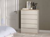 Cassettiera Beige 5 Cassetti Apertura Scorrevole 77x50x111h cm, Chiusura Scorrevole - Ansel