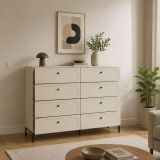 Cassettiera Beige Cashmere 4 Cassetti Apertura Scorrevole 150x40x116h cm, Chiusura Soft Close - Laniva