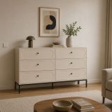 Cassettiera Beige Cashmere 4 Cassetti Apertura Scorrevole 150x40x92h cm, Chiusura Soft Close - Laniti