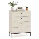 Cassettiera Beige Cashmere 4 Cassetti Apertura Scorrevole 76x40x116h cm, Chiusura Soft Close - Lanesaro