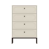 Cassettiera Beige Cashmere 4 Cassetti Apertura Scorrevole 76x40x116h cm, Chiusura Soft Close - Lanesaro