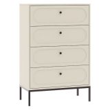 Cassettiera Beige Cashmere 4 Cassetti Apertura Scorrevole 76x40x116h cm, Chiusura Soft Close - Lanesaro