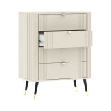Cassettiera Beige Cashmere 4 Cassetti Apertura Scorrevole 78x40x98h cm, Chiusura Scorrevole - Lanoha