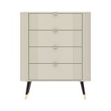 Cassettiera Beige Cashmere 4 Cassetti Apertura Scorrevole 78x40x98h cm, Chiusura Scorrevole - Lanoha