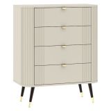 Cassettiera Beige Cashmere 4 Cassetti Apertura Scorrevole 78x40x98h cm, Chiusura Scorrevole - Lanoha