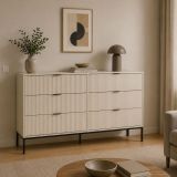 Cassettiera Beige Cashmere 6 Cassetti Apertura Scorrevole 150x40x92h cm, Chiusura Soft Close - Lalifa