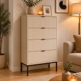 Cassettiera Beige Cashmere 6 Cassetti Apertura Scorrevole 76x40x116h cm, Chiusura Soft Close - Laleriba
